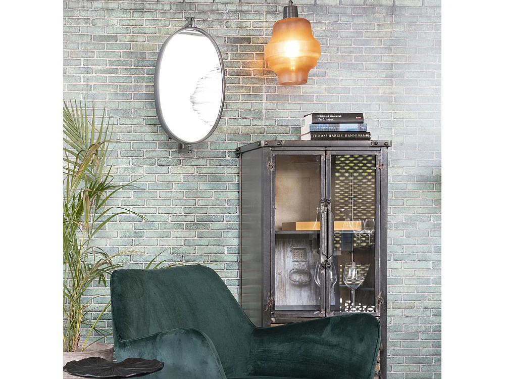 Lara - Miroir ovale en métal - Noir