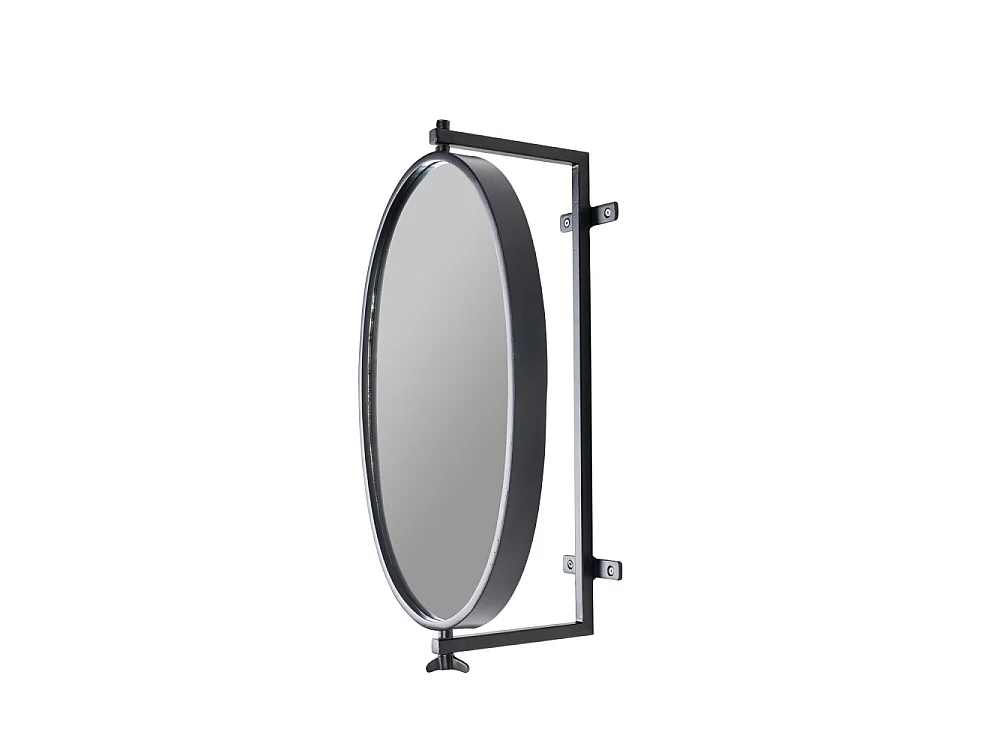 Lara - Miroir ovale en métal - Noir