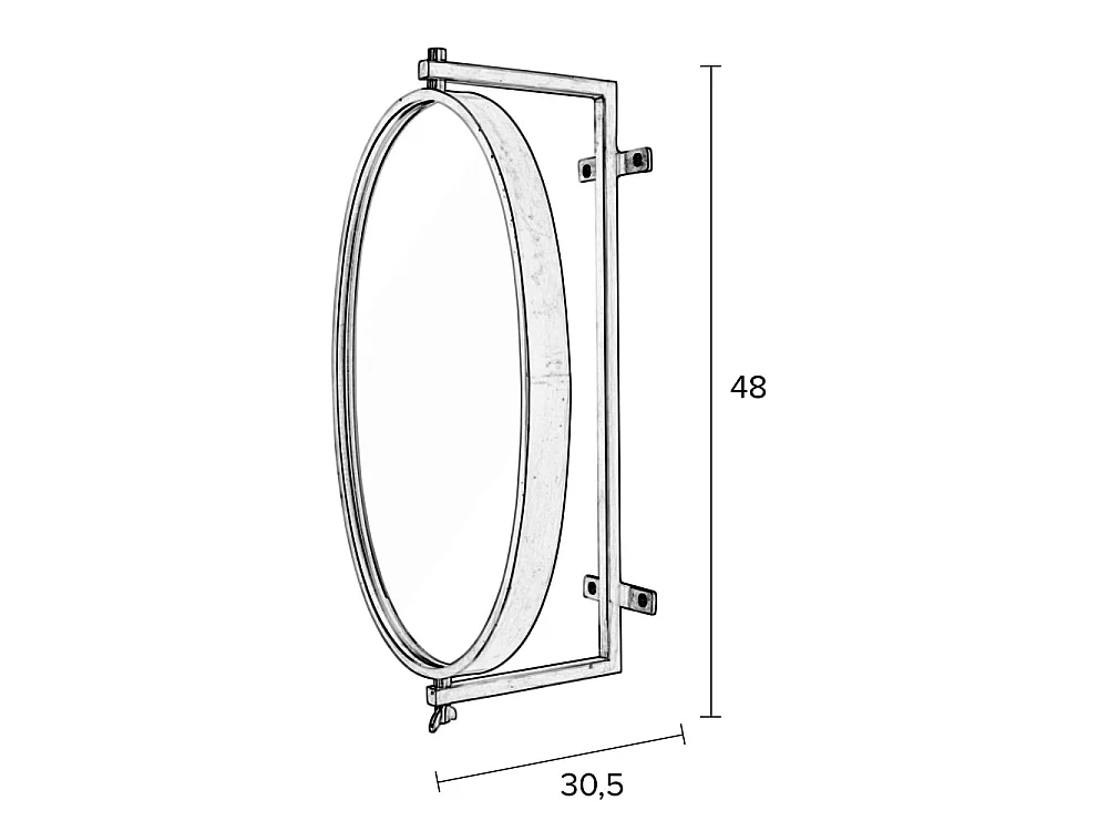 Lara - Miroir ovale en métal - Noir