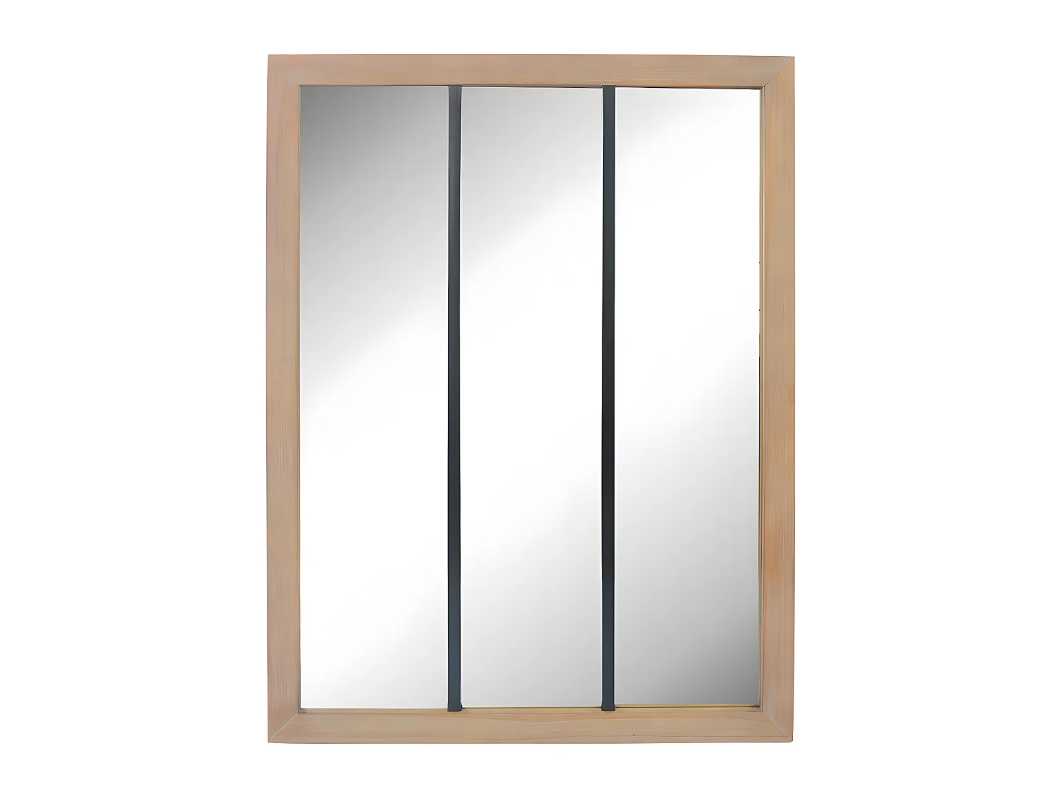 Nell - Miroir verrière en métal et bois 113x85cm - Couleur - Bois clair