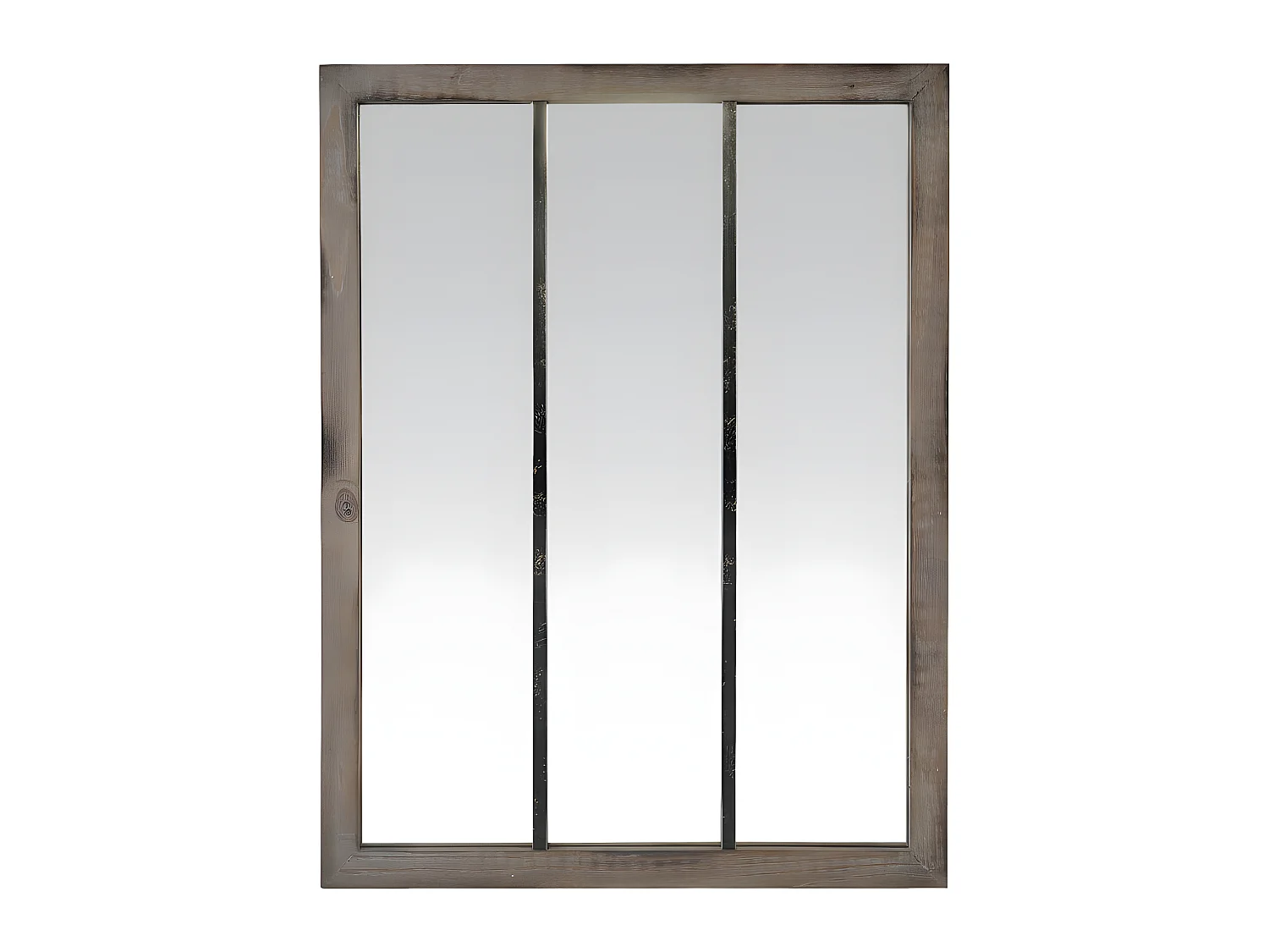 Nell - Miroir verrière en métal et bois 113x85cm - Couleur - Bois foncé