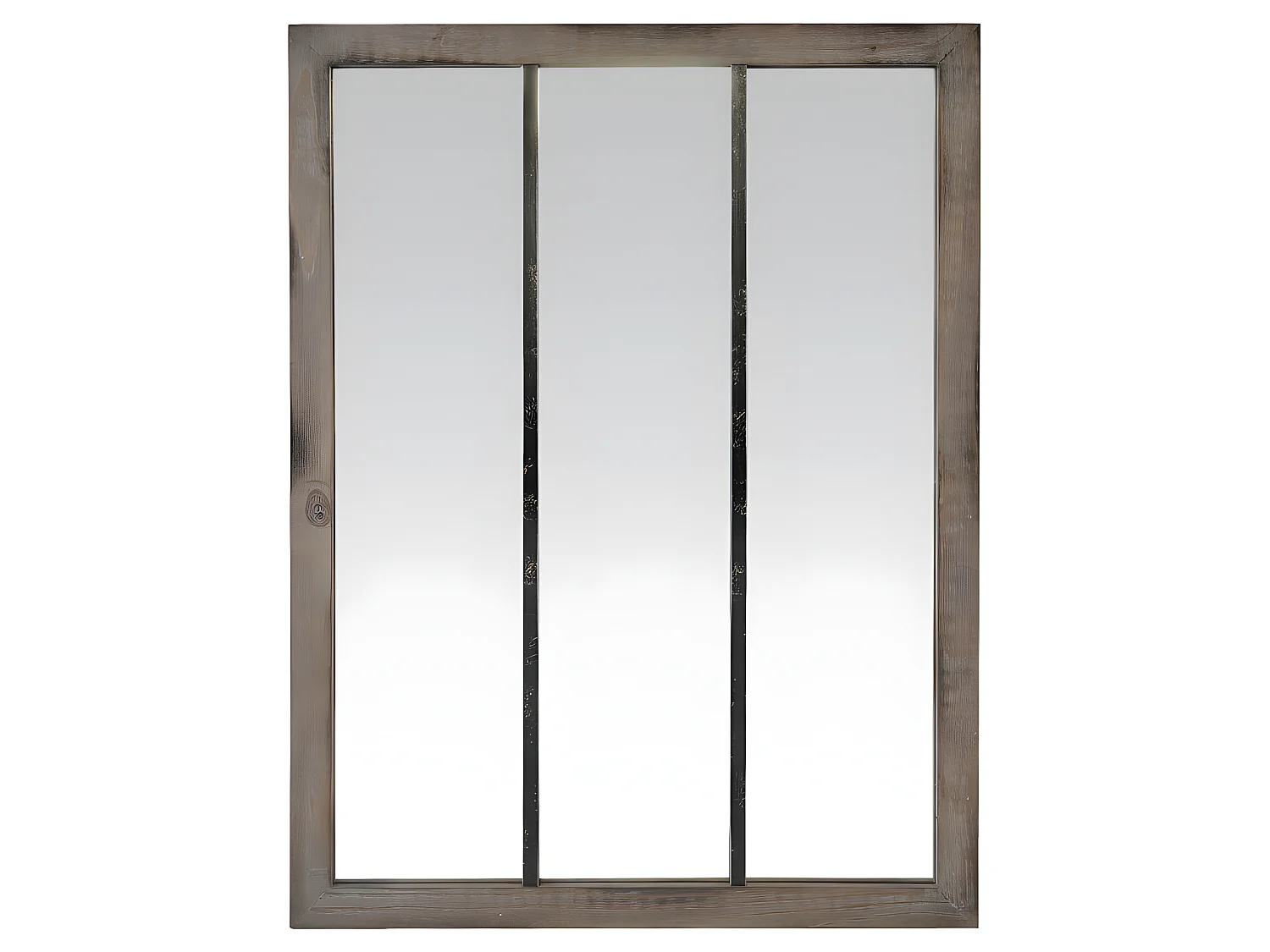 Nell - Miroir verrière en métal et bois 113x85cm - Couleur - Bois foncé