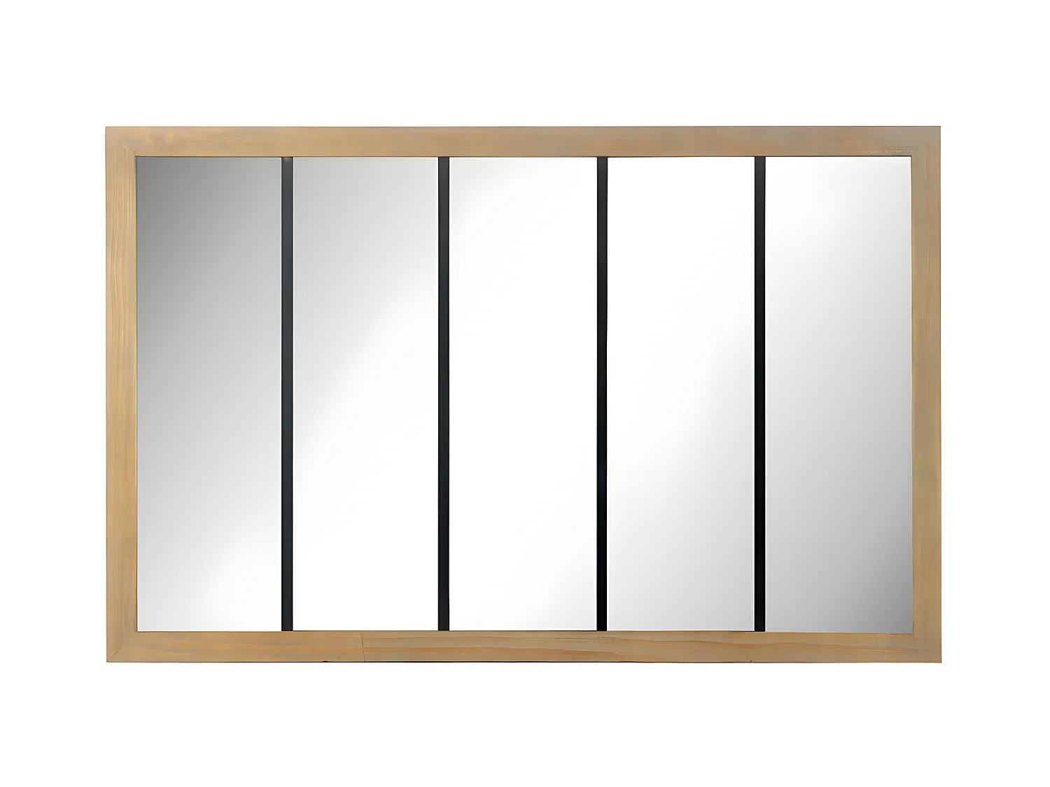 Oppy - Miroir verrière en métal et bois 140x90 cm - Couleur - Bois clair / noir