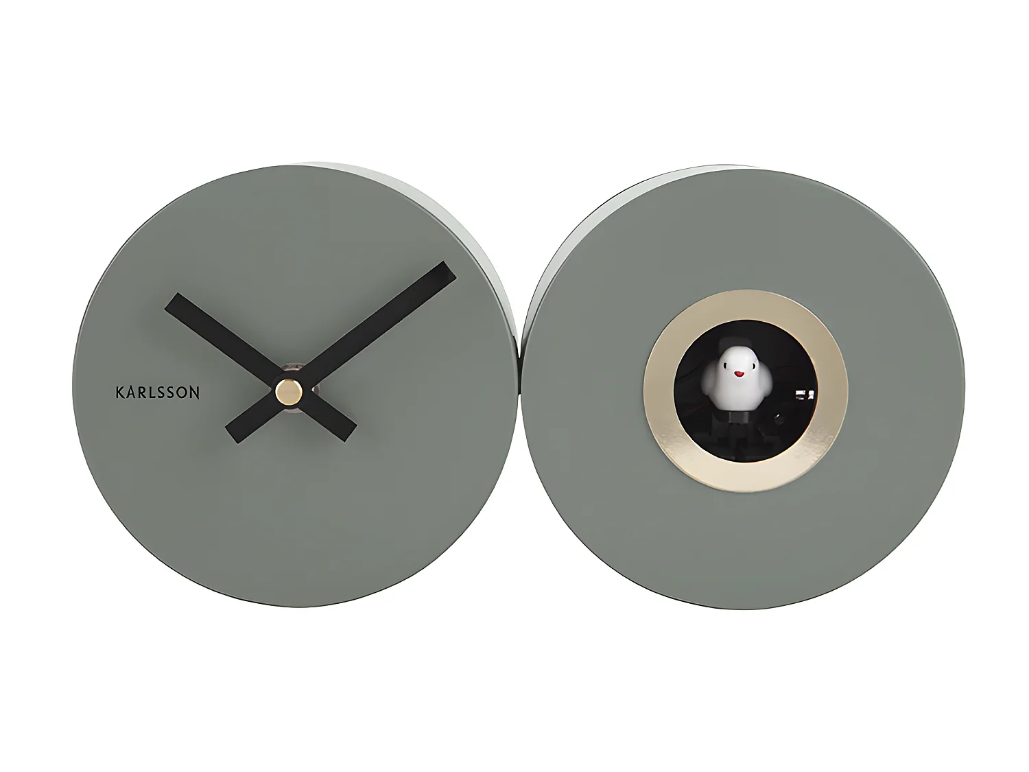 Wecker aus mattem Metall Duo Cuckoo Kaki