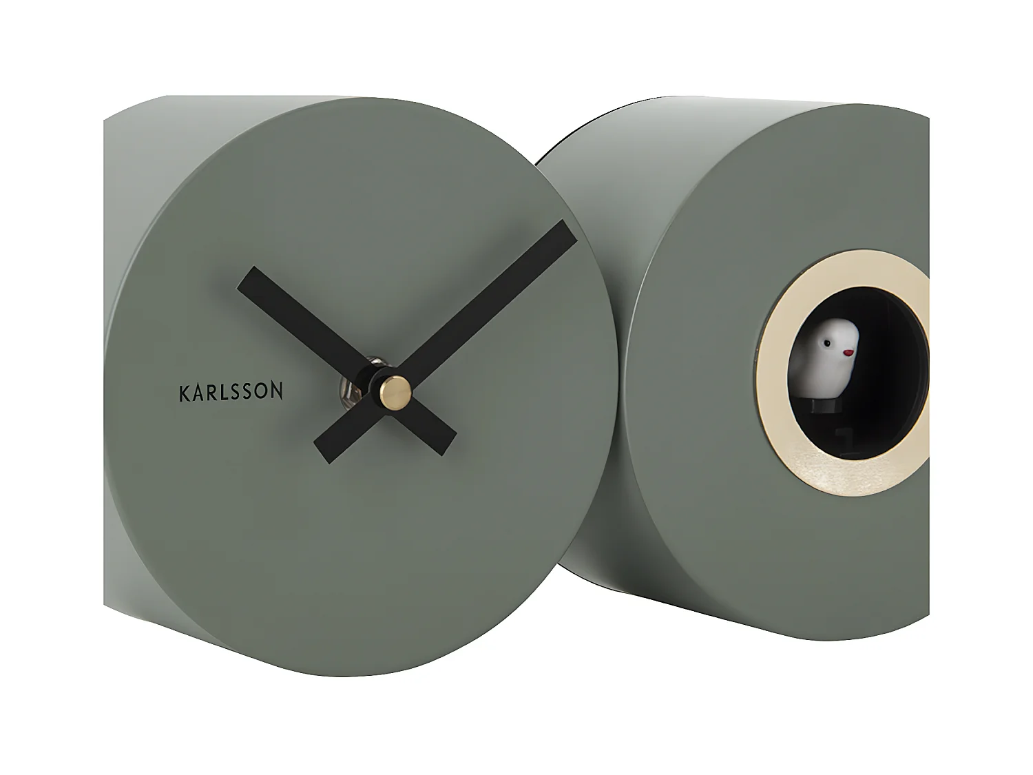 Wecker aus mattem Metall Duo Cuckoo Kaki