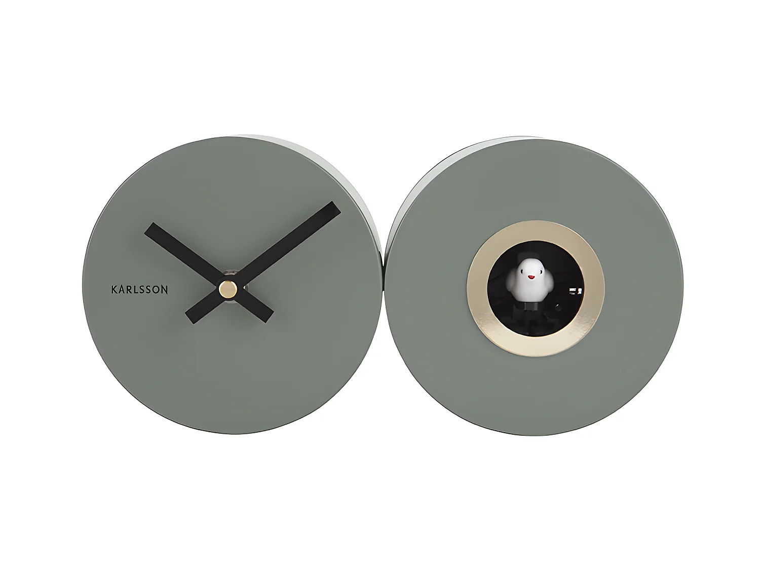 Wecker aus mattem Metall Duo Cuckoo Kaki