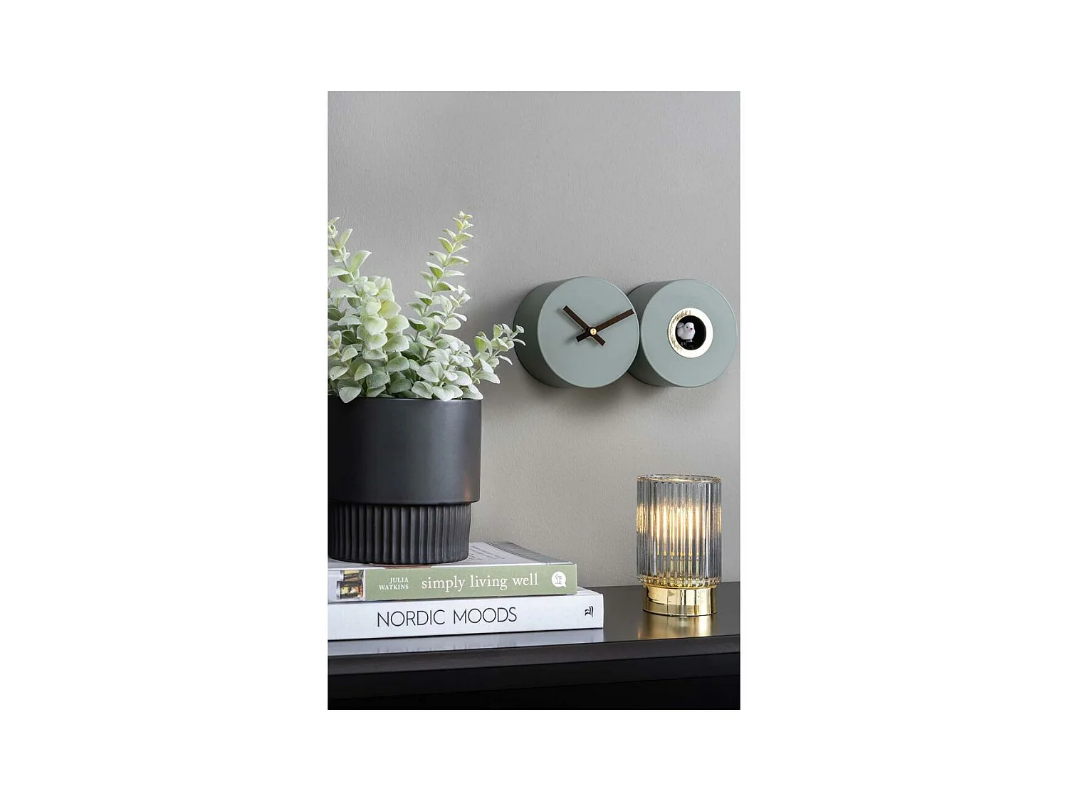 Wecker aus mattem Metall Duo Cuckoo Kaki