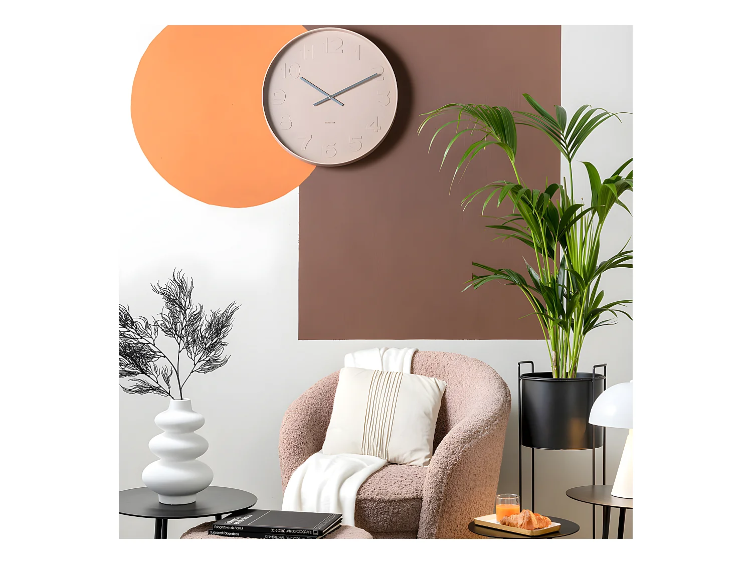 Wanduhr Mr. Brown Numbers Large - Sandbraun - Ø51cm