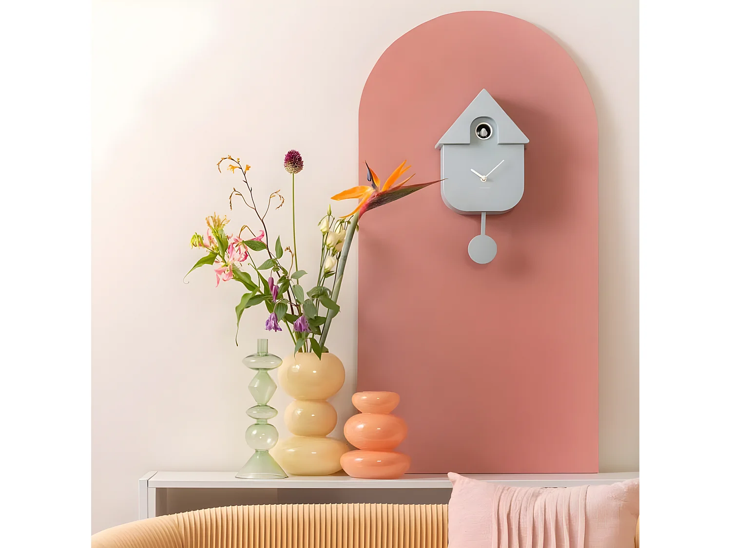 Modern Cuckoo - Horloge à pendule - Bleu pastel