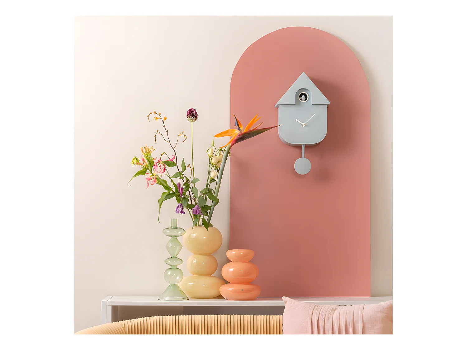 Wandklok Modern Cuckoo - Zachtblauw