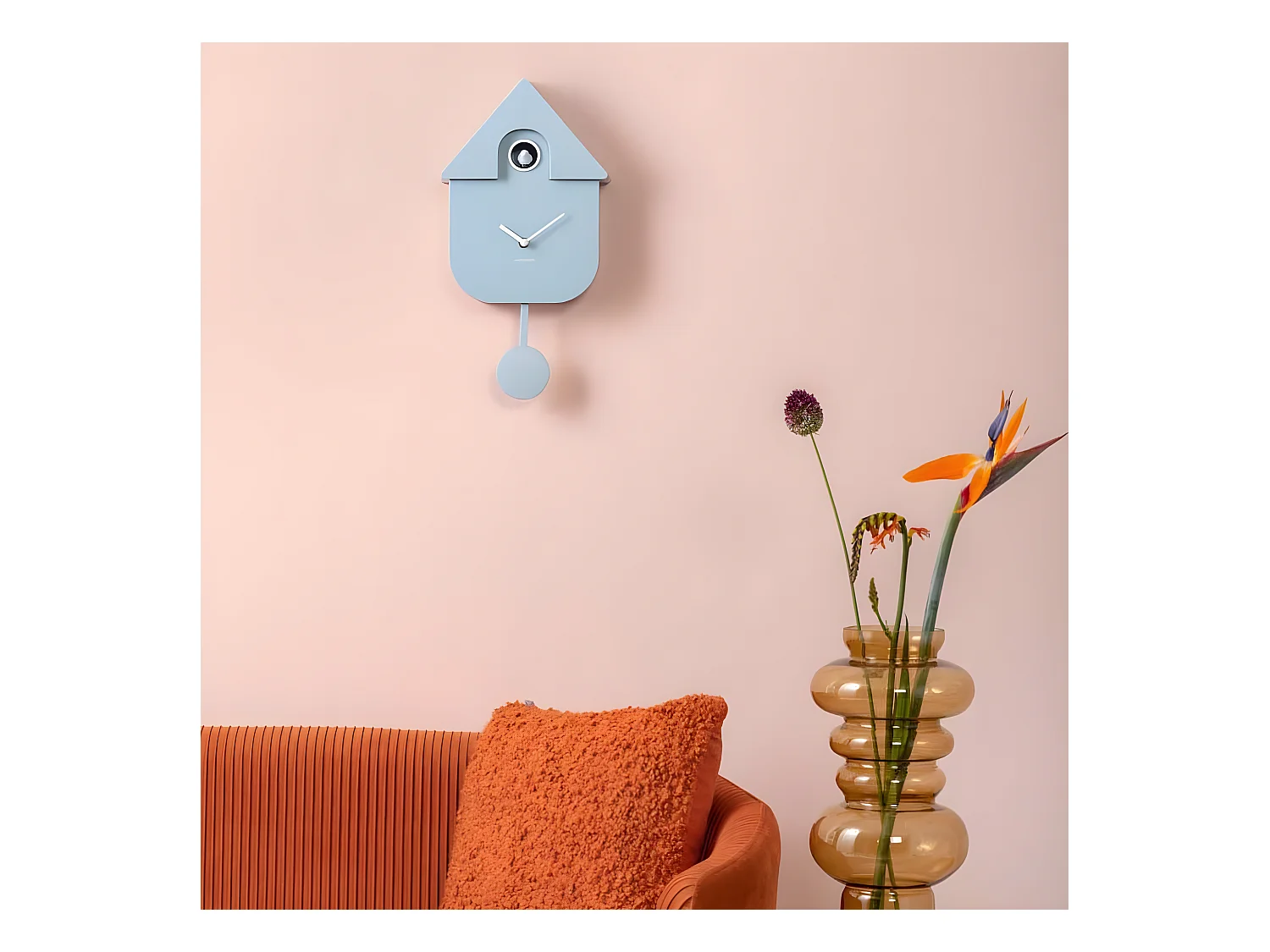 Wandklok Modern Cuckoo - Zachtblauw