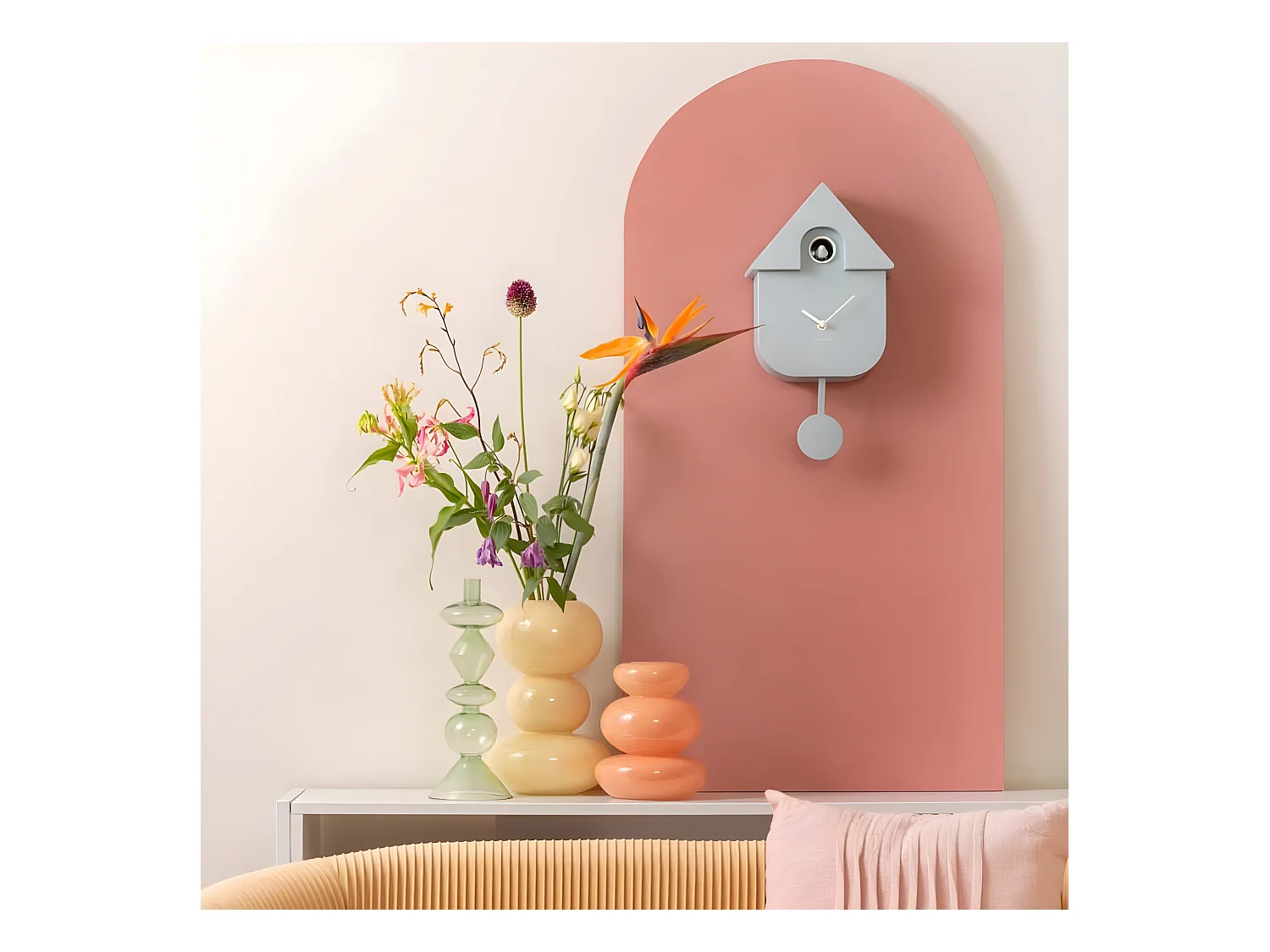 Wandklok Modern Cuckoo - Zachtblauw