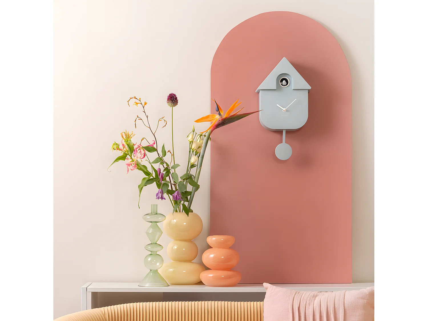 Wanduhr Modern Kuckuck - Soft Blue