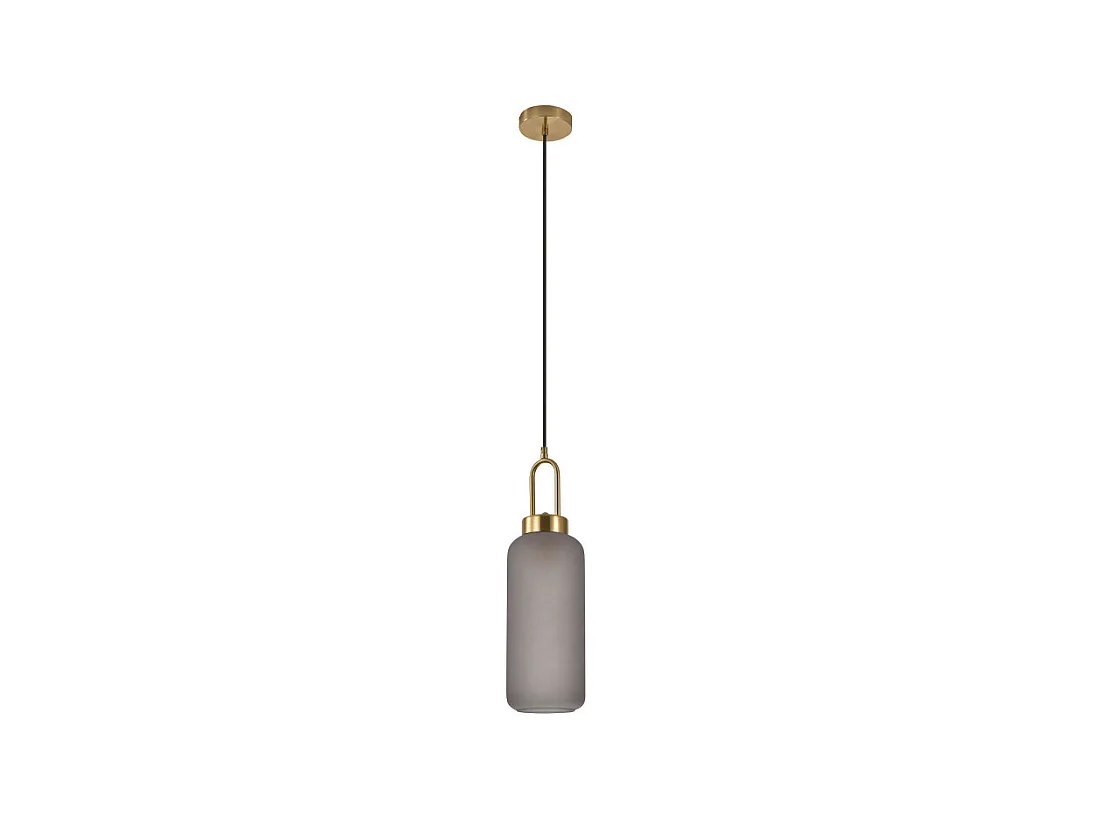 Lampada cilindrica in sospensione in vetro affumicato Matt Ø13 cm e 150 cm di cavo in tessuto