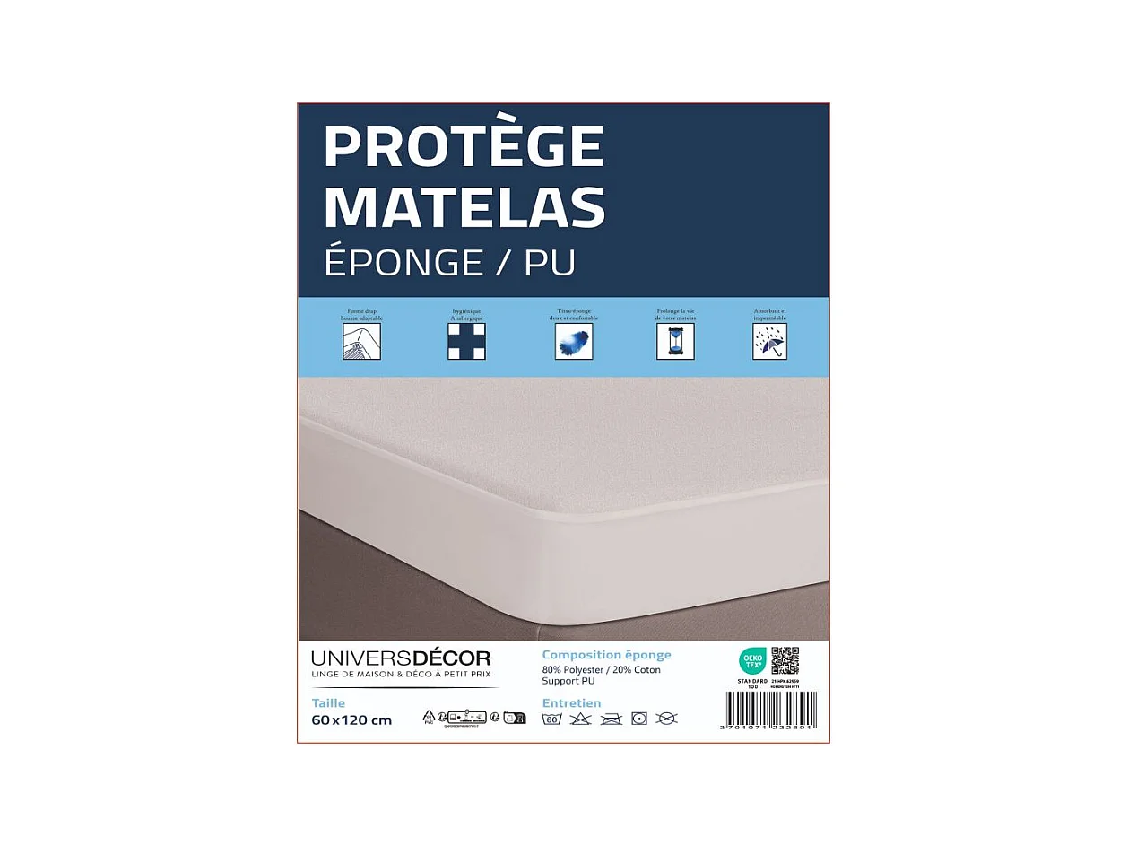 Protège matelas imperméable, absorbant et anti-acariens 60 x120 cm