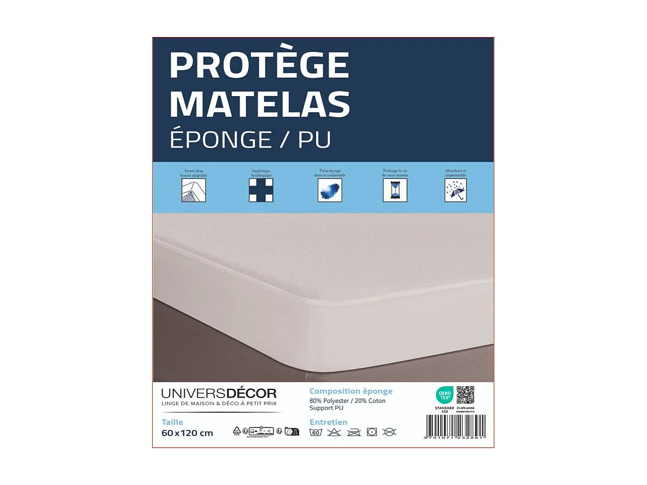 Protège matelas imperméable, absorbant et anti-acariens 60 x120 cm