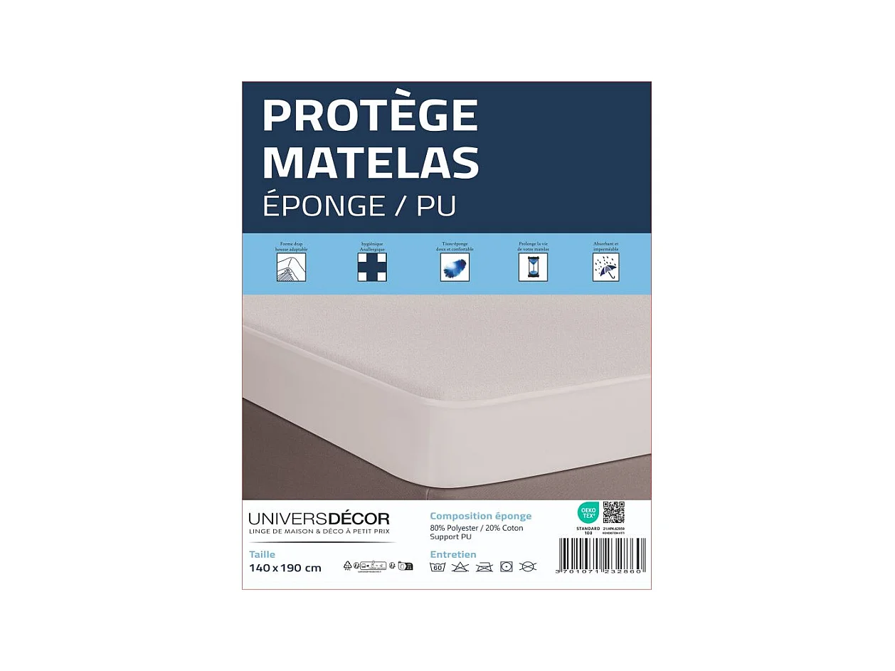 Lot de 2 protèges matelas imperméable, absorbant et anti-acariens 140 x 190 cm