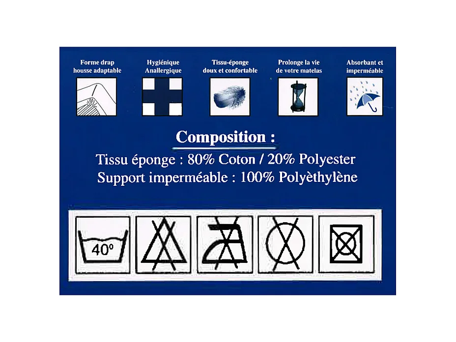 Lot de 2 protèges matelas imperméable, absorbant et anti-acariens 140 x 190 cm