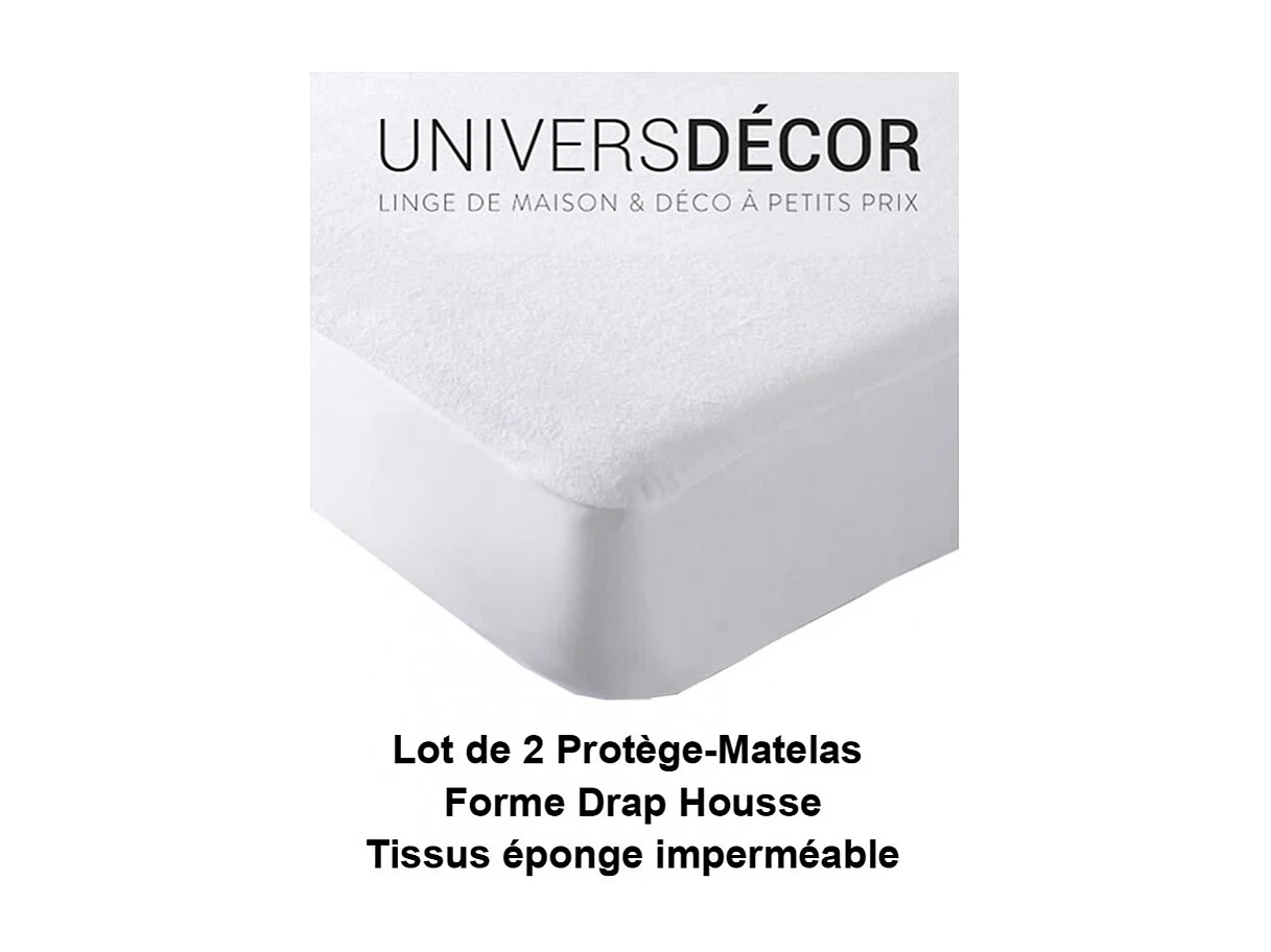 Lot de 2 protèges matelas imperméable, absorbant et anti-acariens 140 x 190 cm