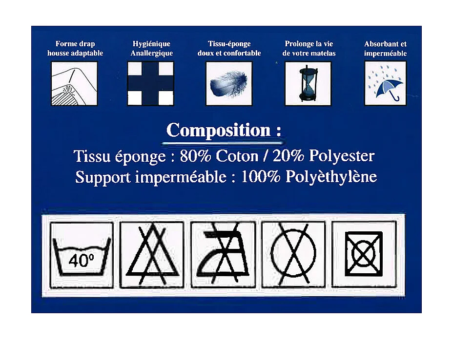 Lot de 2 protèges matelas imperméable, absorbant et anti-acariens 140 x 190 cm