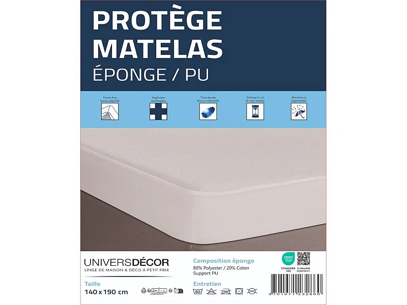 Lot de 2 protèges matelas imperméable, absorbant et anti-acariens 140 x 190 cm