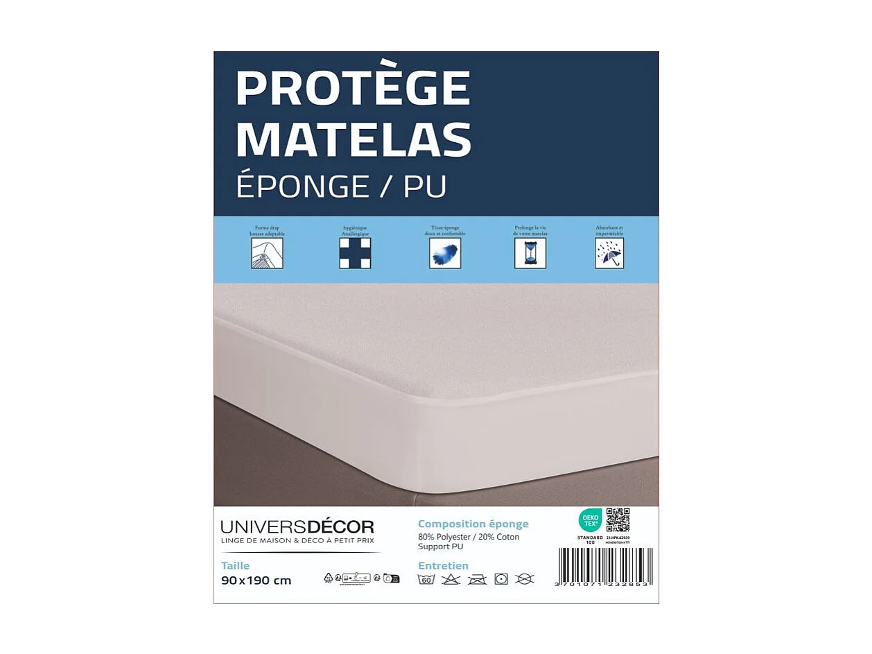 Lot de 2 Protèges matelas imperméable, absorbant et anti-acariens 90 x 190 cm