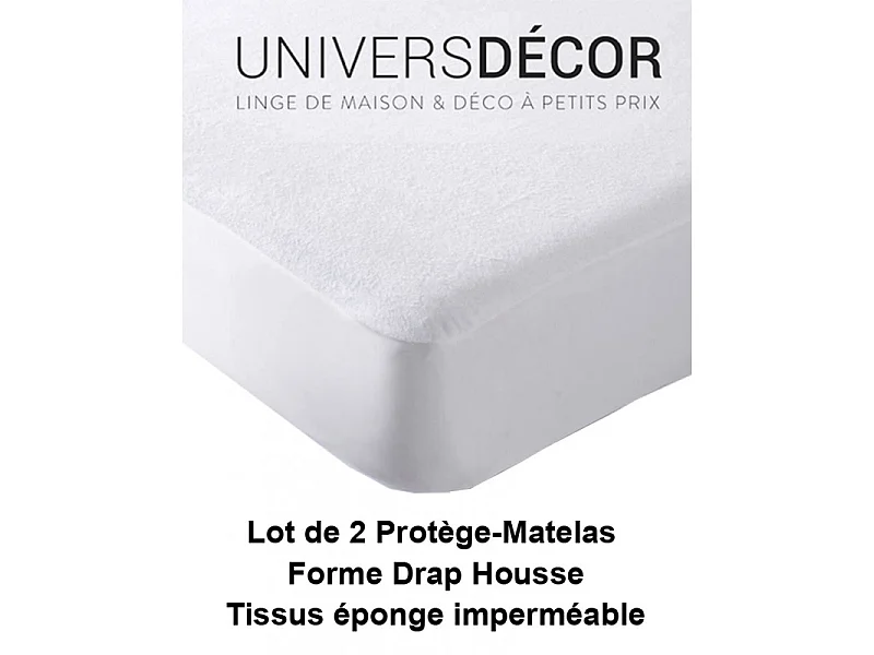 Lot de 2 Protèges matelas imperméable, absorbant et anti-acariens 160 x 200 cm
