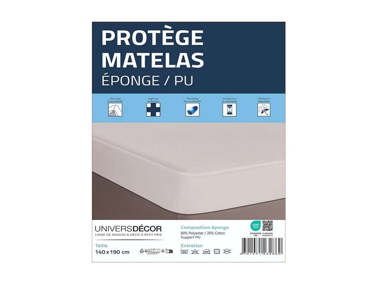 Protège matelas imperméable, absorbant et anti-acariens 140 x 190 cm