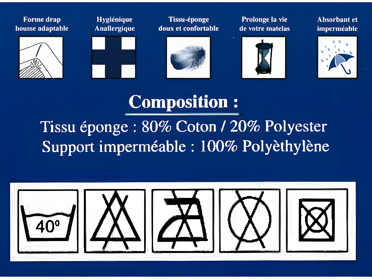 Lot de 2 Protèges matelas imperméable, absorbant et anti-acariens 180 x 200 cm King Size