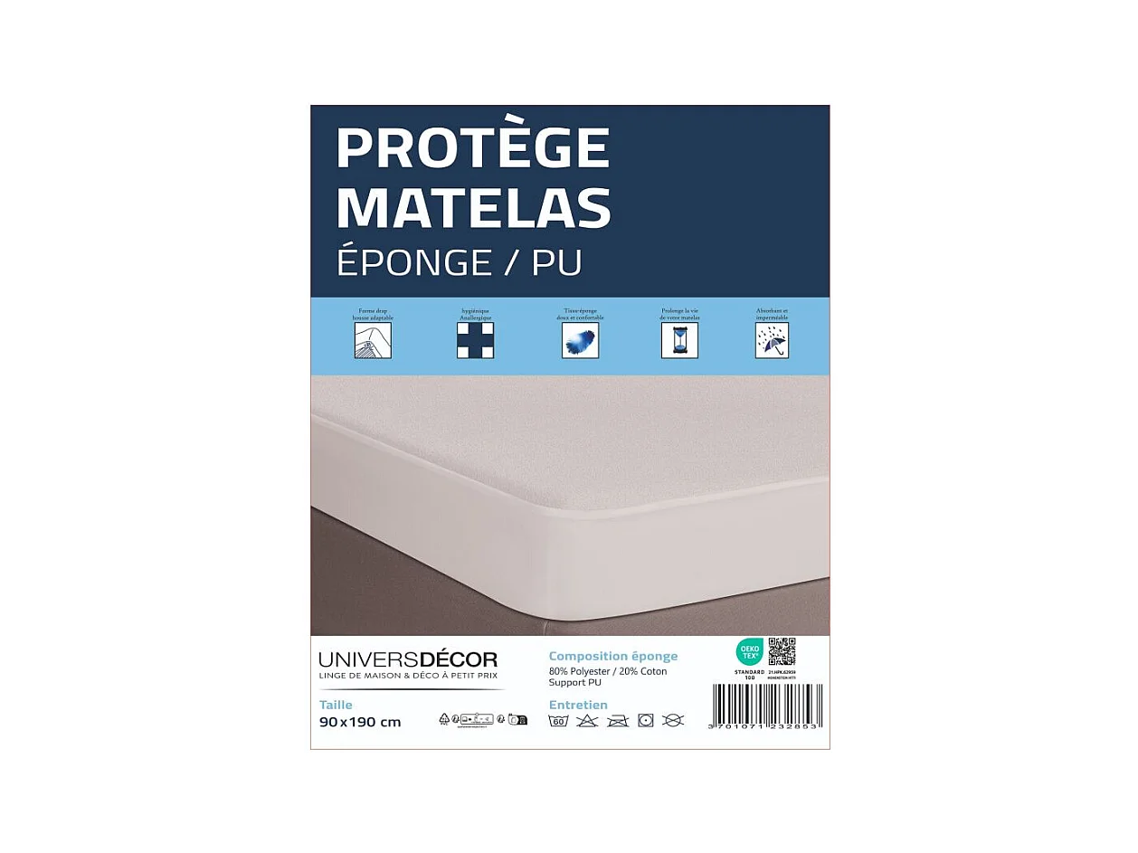 Protège matelas imperméable, absorbant et anti-acariens 90 x 190 cm