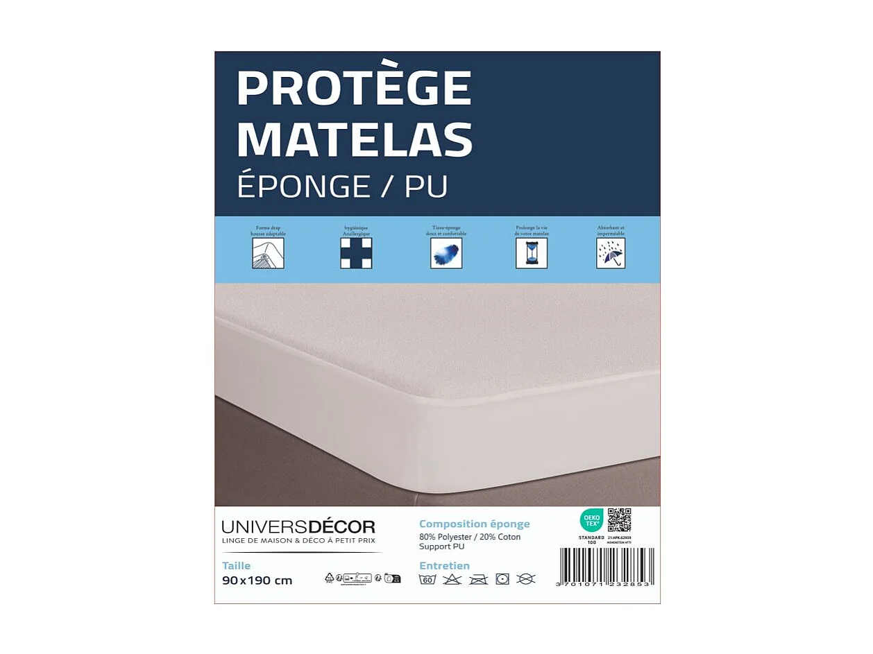 Protège matelas imperméable, absorbant et anti-acariens 90 x 190 cm