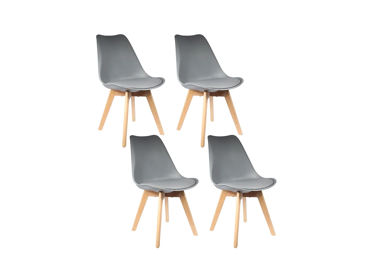 Chaise Scandinave Coque Rembourree Gris - Lot De 2 Gris