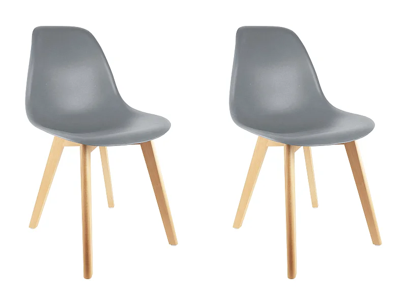 Chaise Scandinave Coque Grise - Lot De 2 Gris