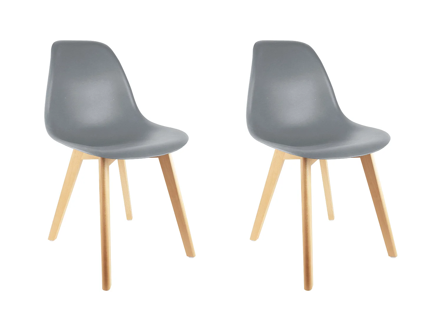 Chaise Scandinave Coque Grise - Lot De 2 Gris