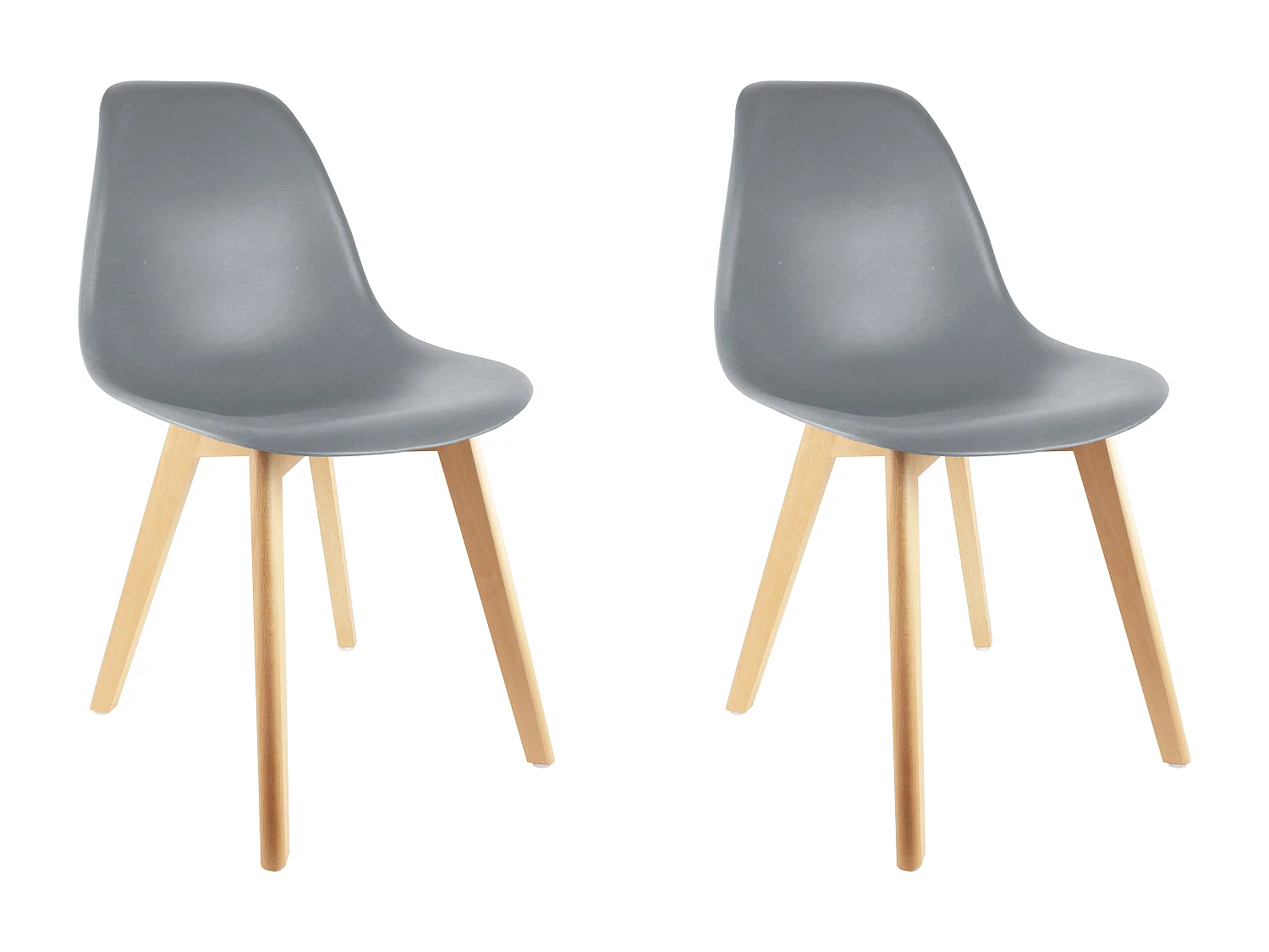 Chaise Scandinave Coque Grise - Lot De 2 Gris