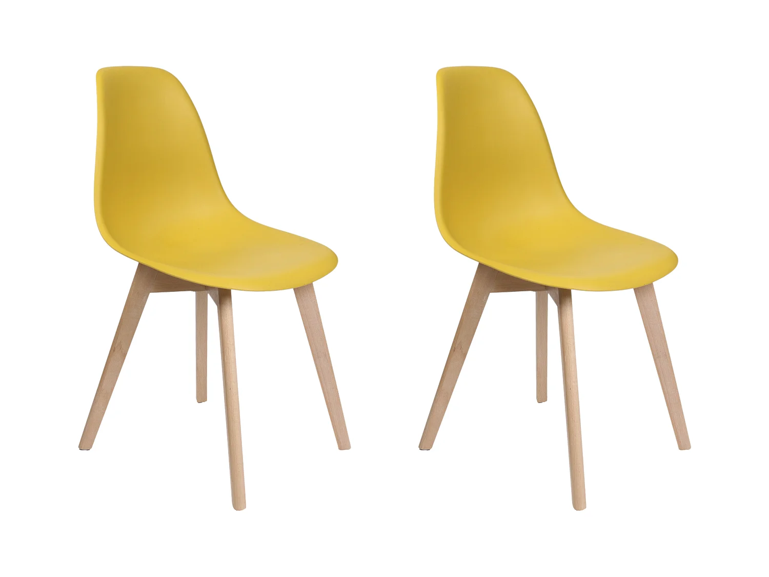Chaise Scandinave Coque Moutarde - Lot De 2 Jaune