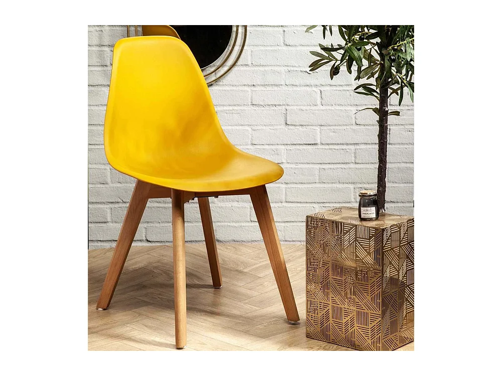 Chaise Scandinave Coque Moutarde - Lot De 2 Jaune