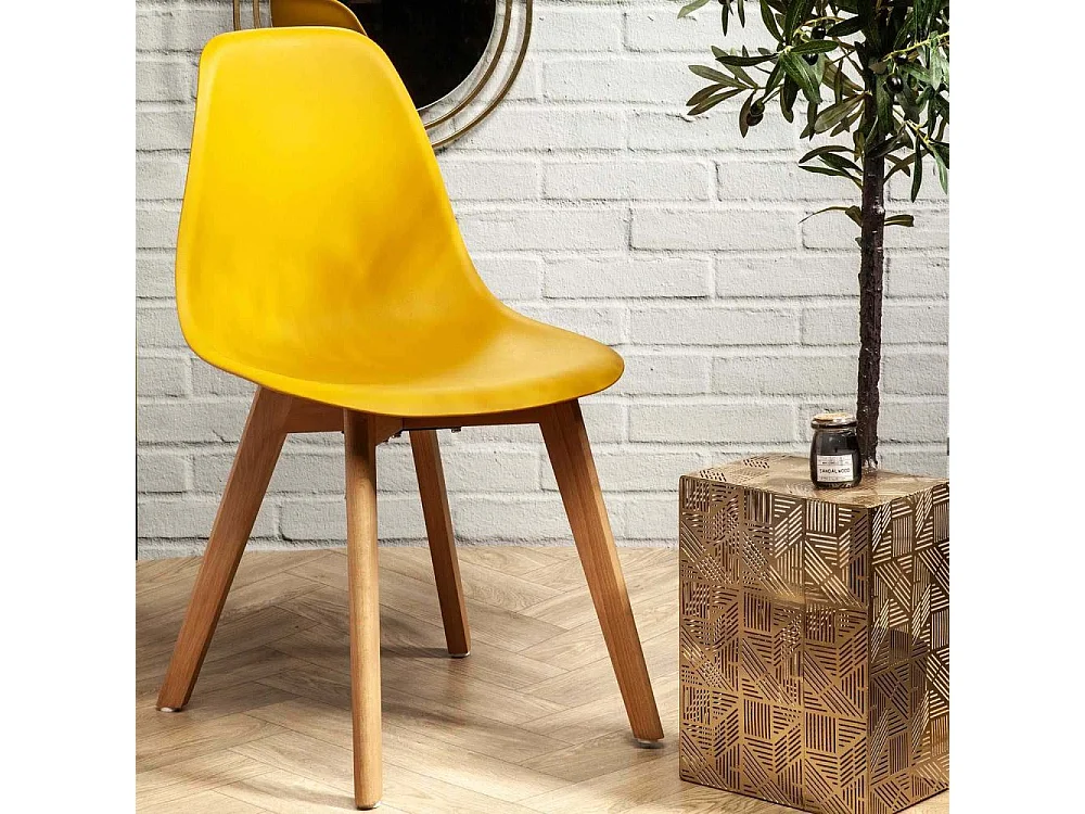 Chaise Scandinave Coque Moutarde - Lot De 2 Jaune