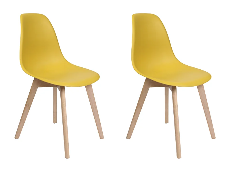 Chaise Scandinave Coque Moutarde - Lot De 2 Jaune