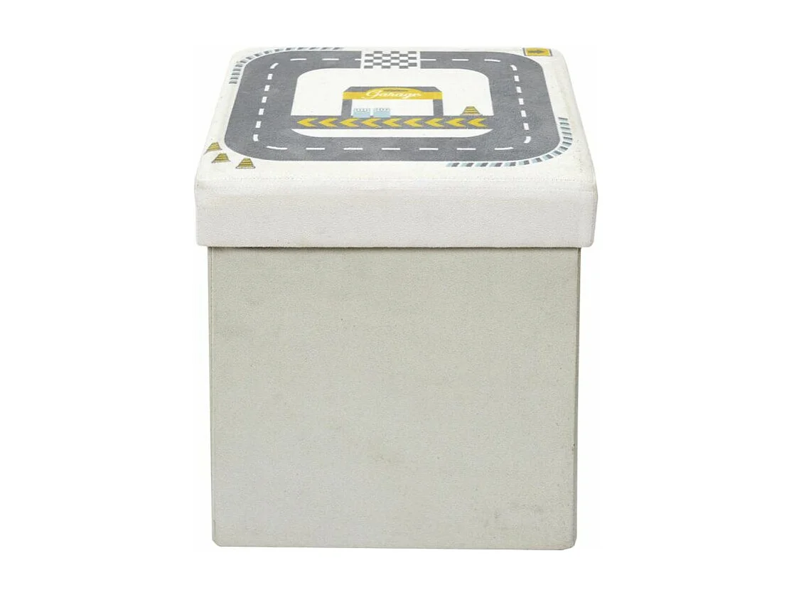 Pouf & Coffre Pliable Enfant "Circuit" 30cm Gris