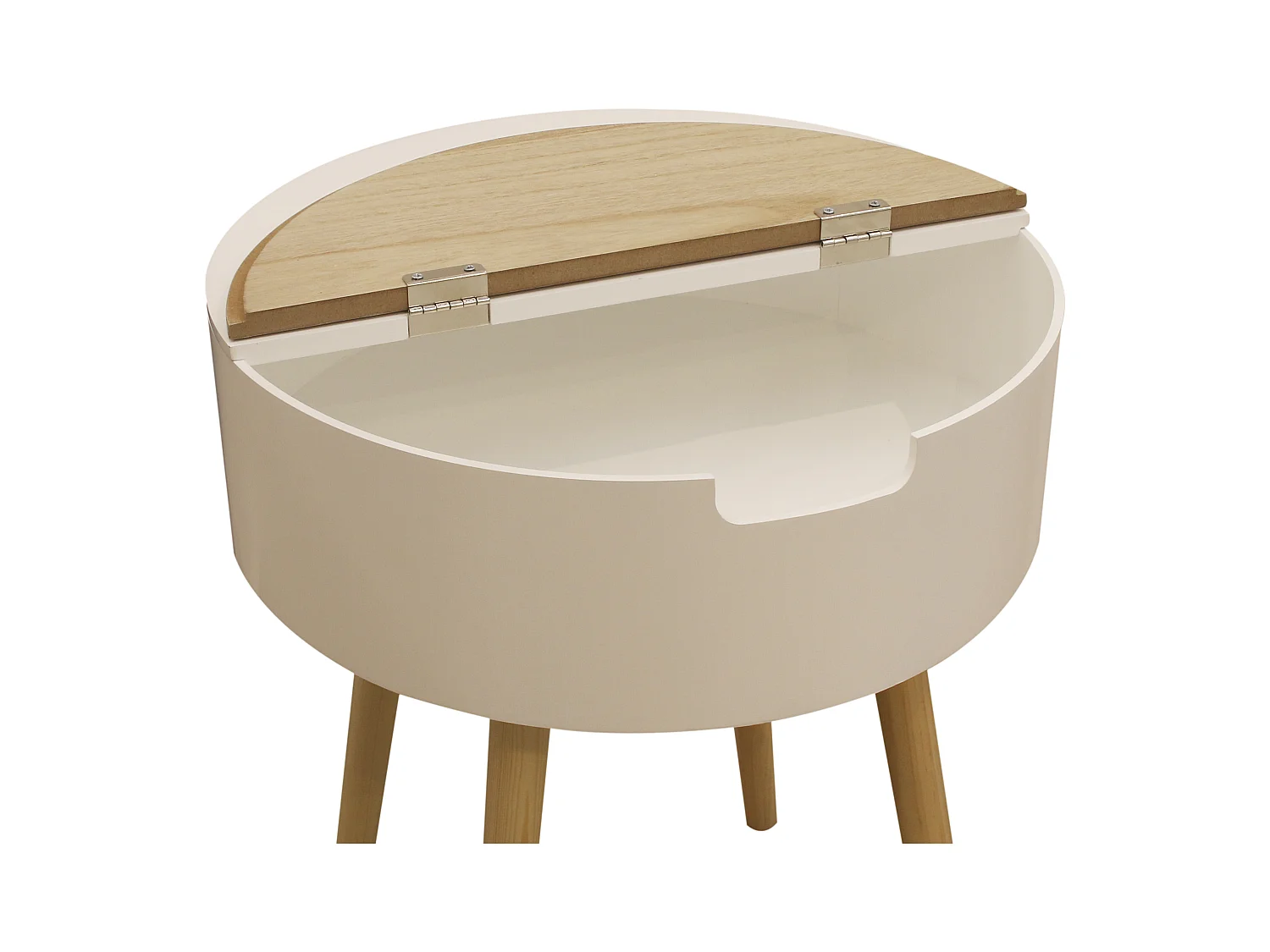 Table Coffre Blanc Bois Blanc, Beige