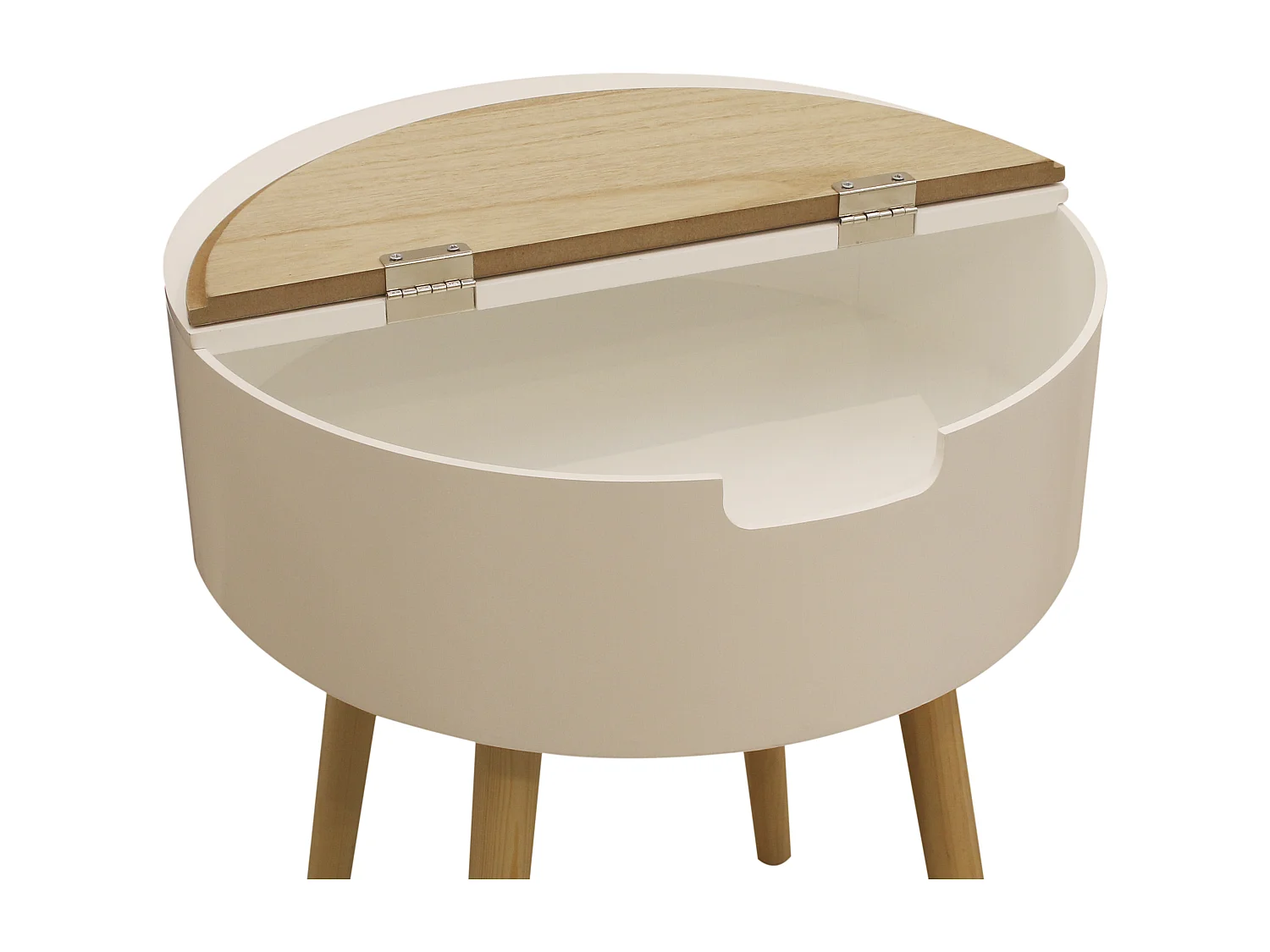 Table Coffre Blanc Bois Blanc, Beige