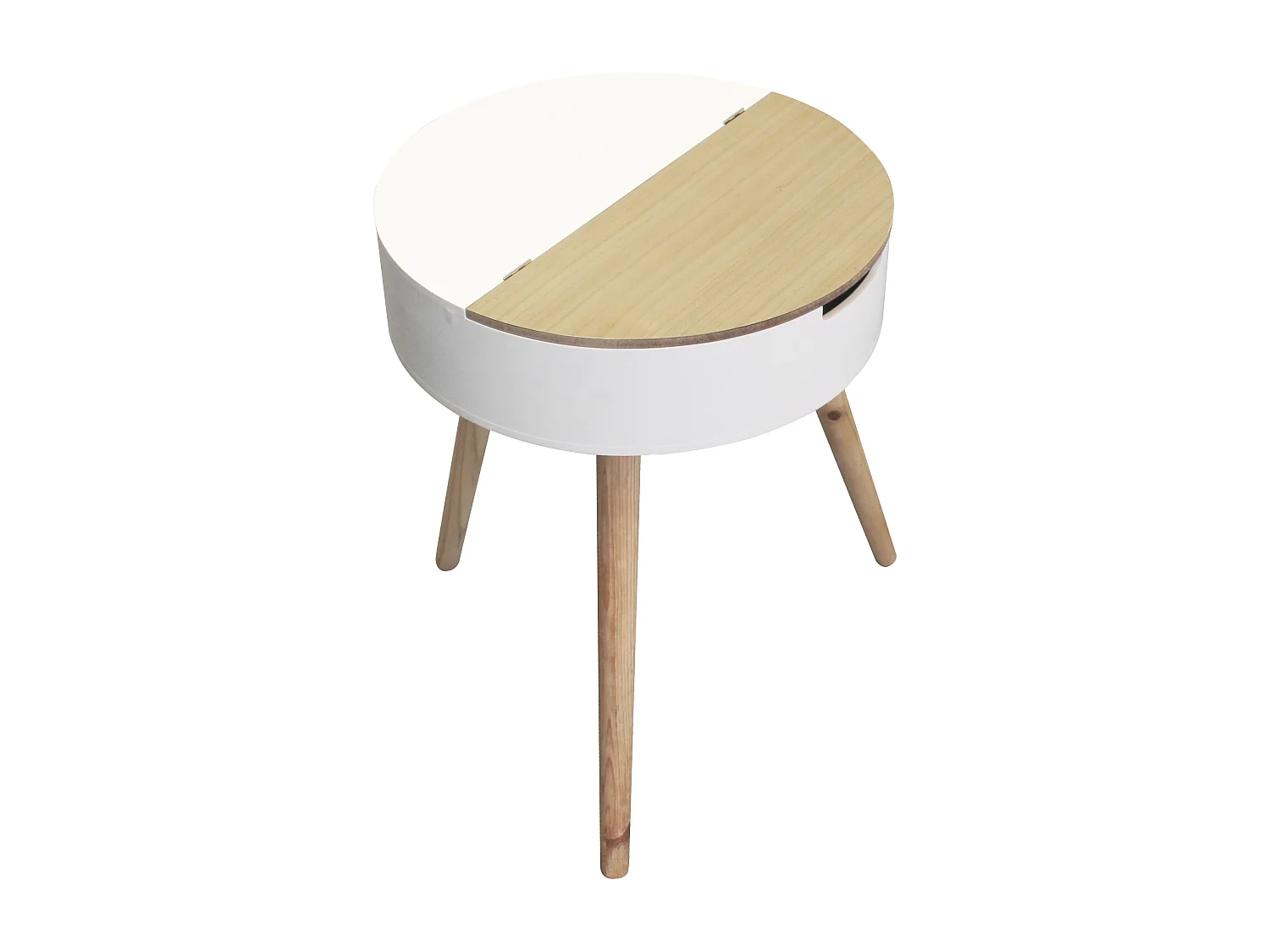 Table Coffre Blanc Bois Blanc, Beige