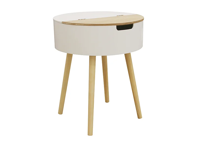 Table Coffre Blanc Bois Blanc, Beige
