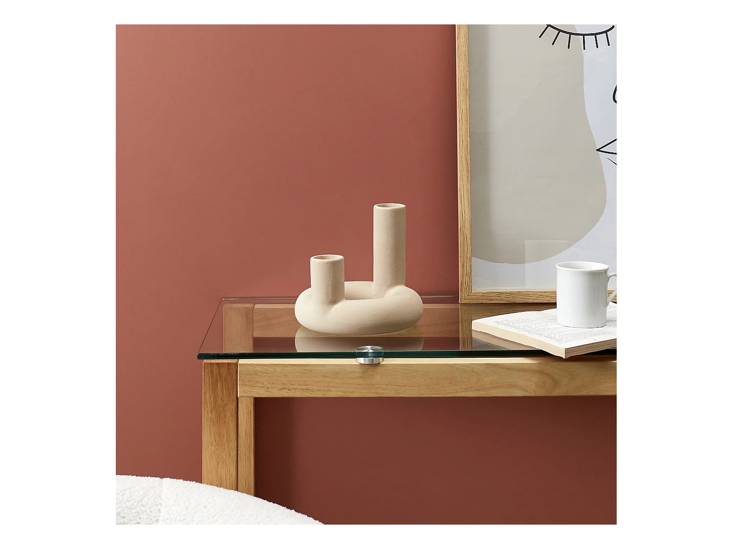 Vase Ceramique 2 Tubes Arty Nude Beige