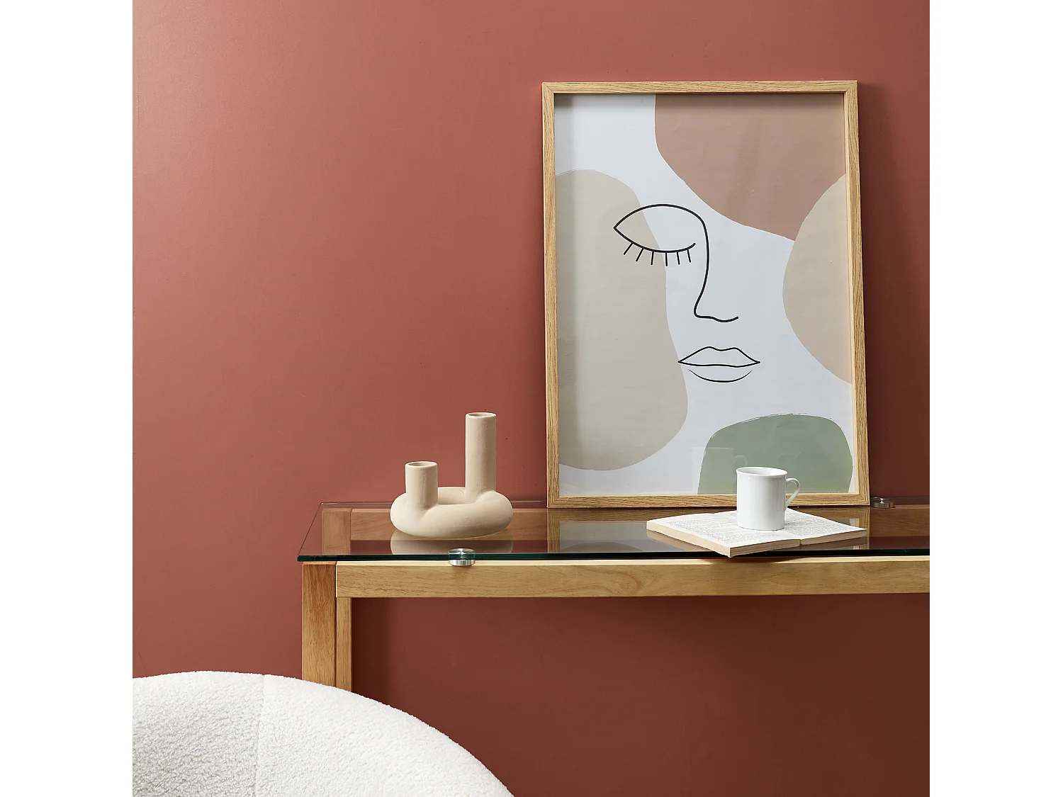 Vase Ceramique 2 Tubes Arty Nude Beige