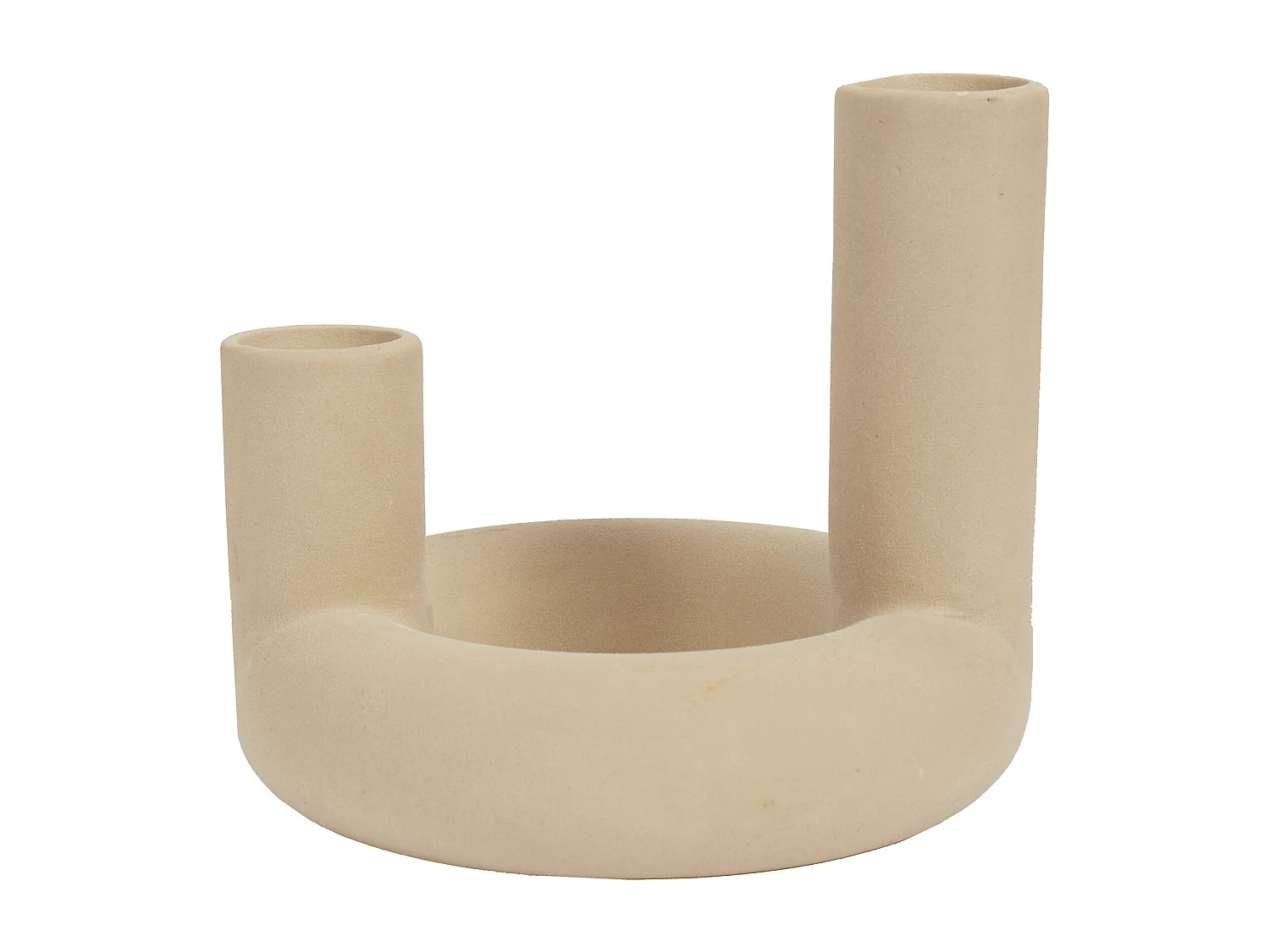 Vase Ceramique 2 Tubes Arty Nude Beige