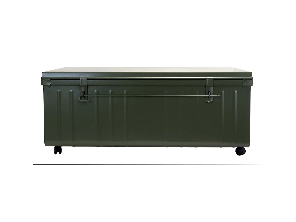 Table basse en acier sur roulettes Habitat 90 cm Kaki