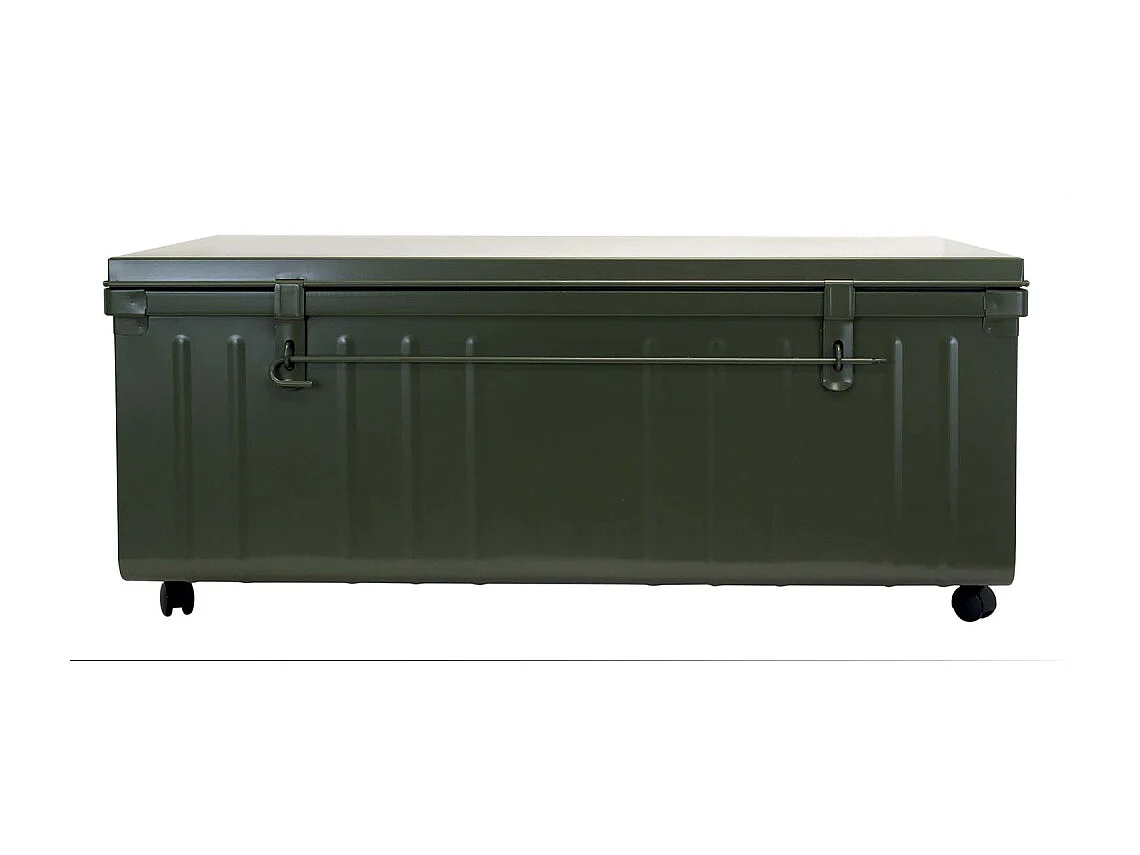 Table basse en acier sur roulettes Habitat 90 cm Kaki