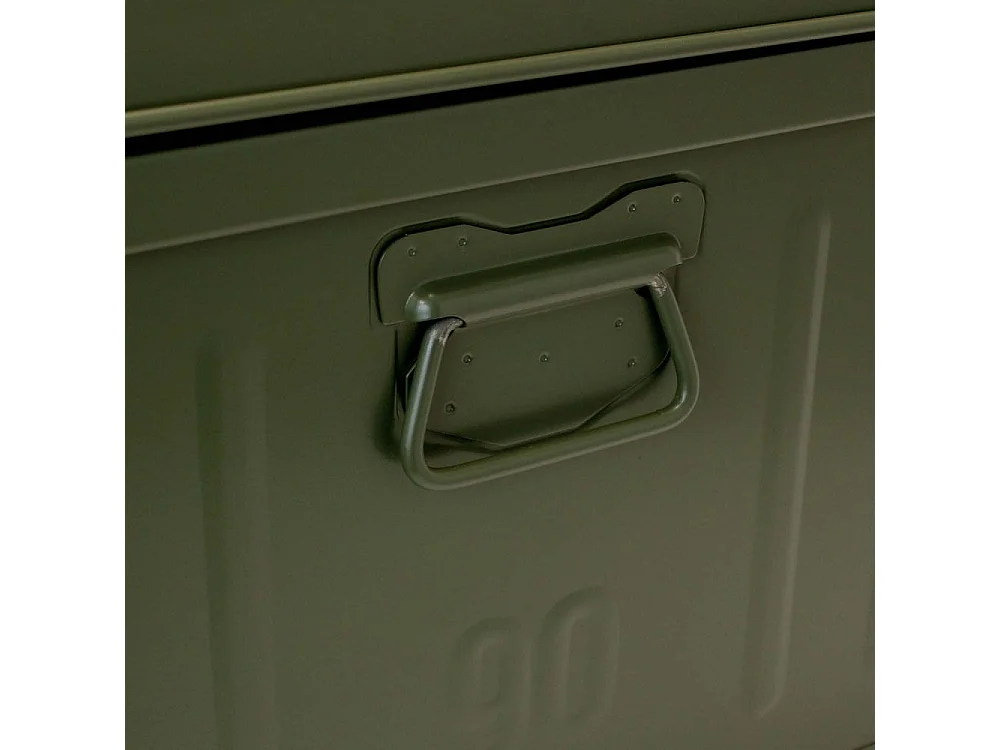 Table basse malle en métal Kaki